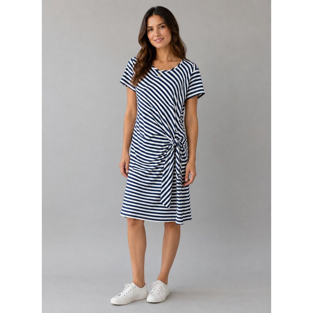J. McLaughlin Elora Side Tie Dress Blue  Stripe Catalina Cloth Women's XL